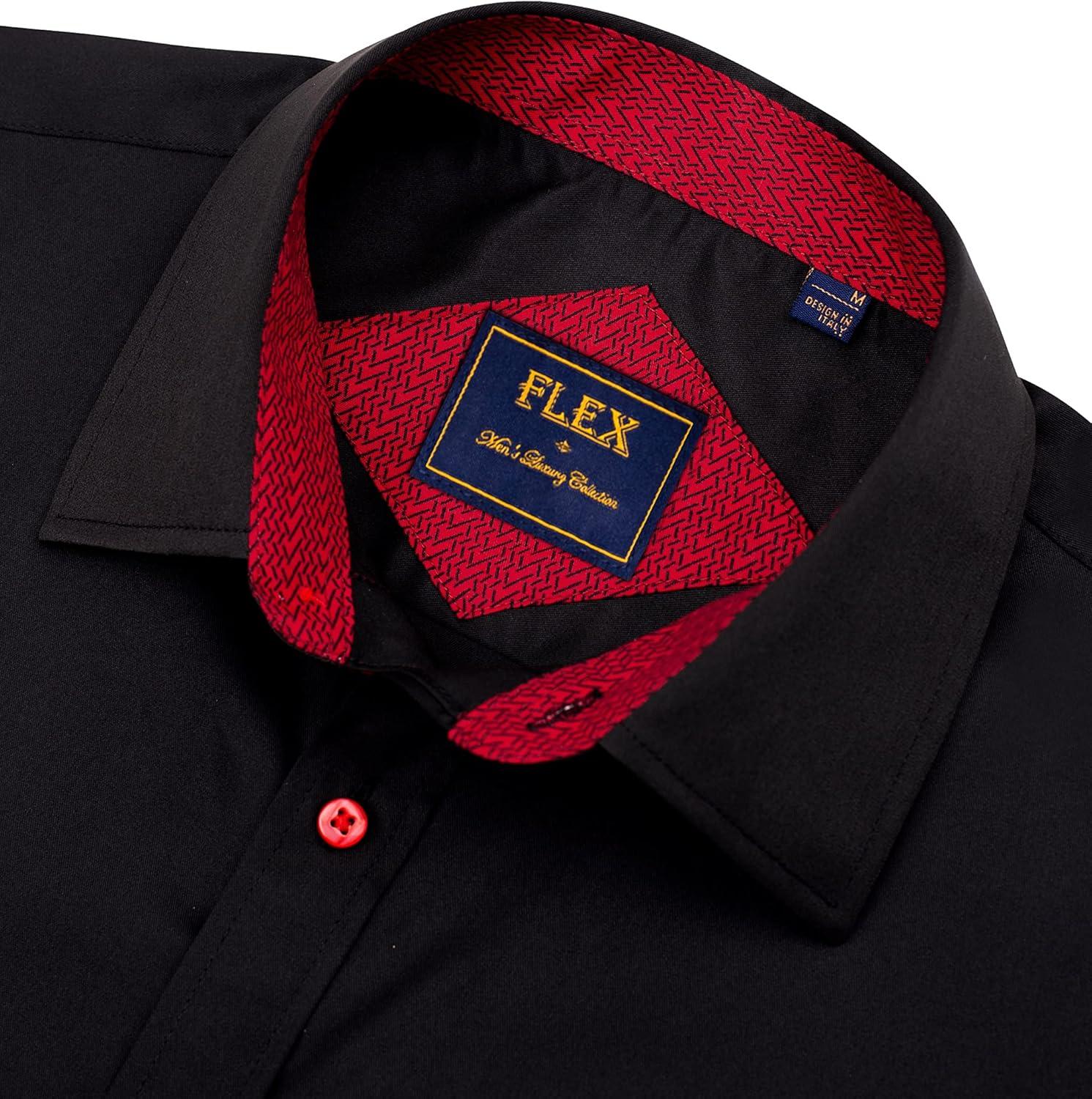 imageAlimens amp Gentle Mens Short Sleeve Dress Shirts Wrinkle Free Solid Casual Button Down Shirts with PocketBlack Red