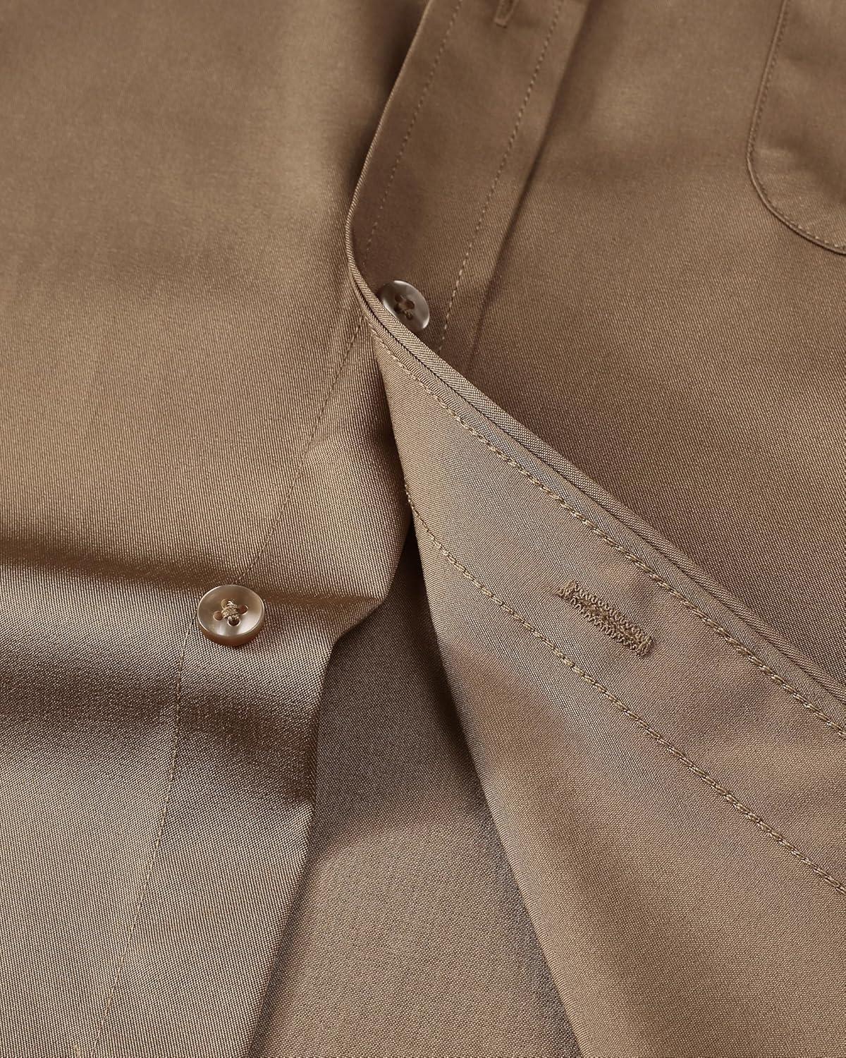 imageAlimens amp Gentle Mens Short Sleeve Dress Shirts Wrinkle Free Solid Casual Button Down Shirts with PocketDark Khaki