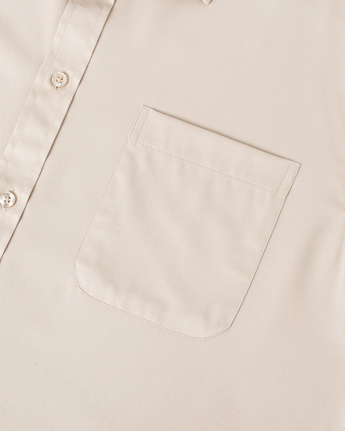 imageAlimens amp Gentle Mens Short Sleeve Dress Shirts Wrinkle Free Solid Casual Button Down Shirts with PocketKhaki