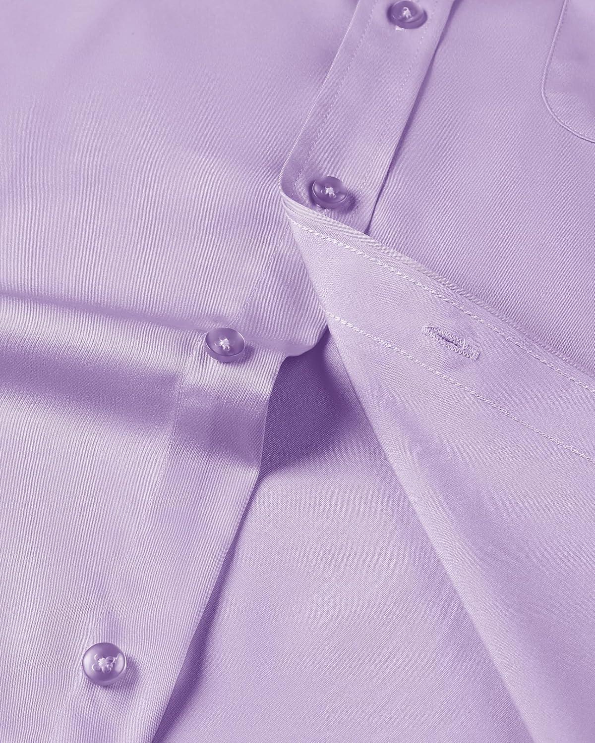 imageAlimens amp Gentle Mens Short Sleeve Dress Shirts Wrinkle Free Solid Casual Button Down Shirts with PocketLavender