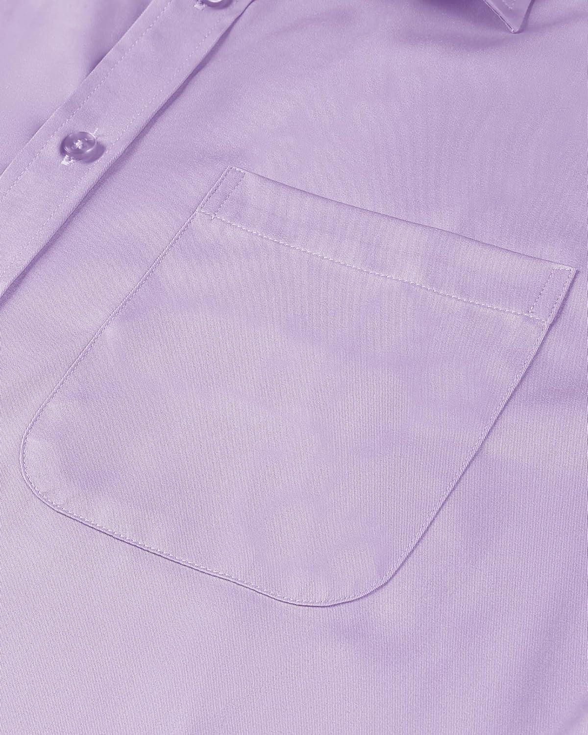 imageAlimens amp Gentle Mens Short Sleeve Dress Shirts Wrinkle Free Solid Casual Button Down Shirts with PocketLavender