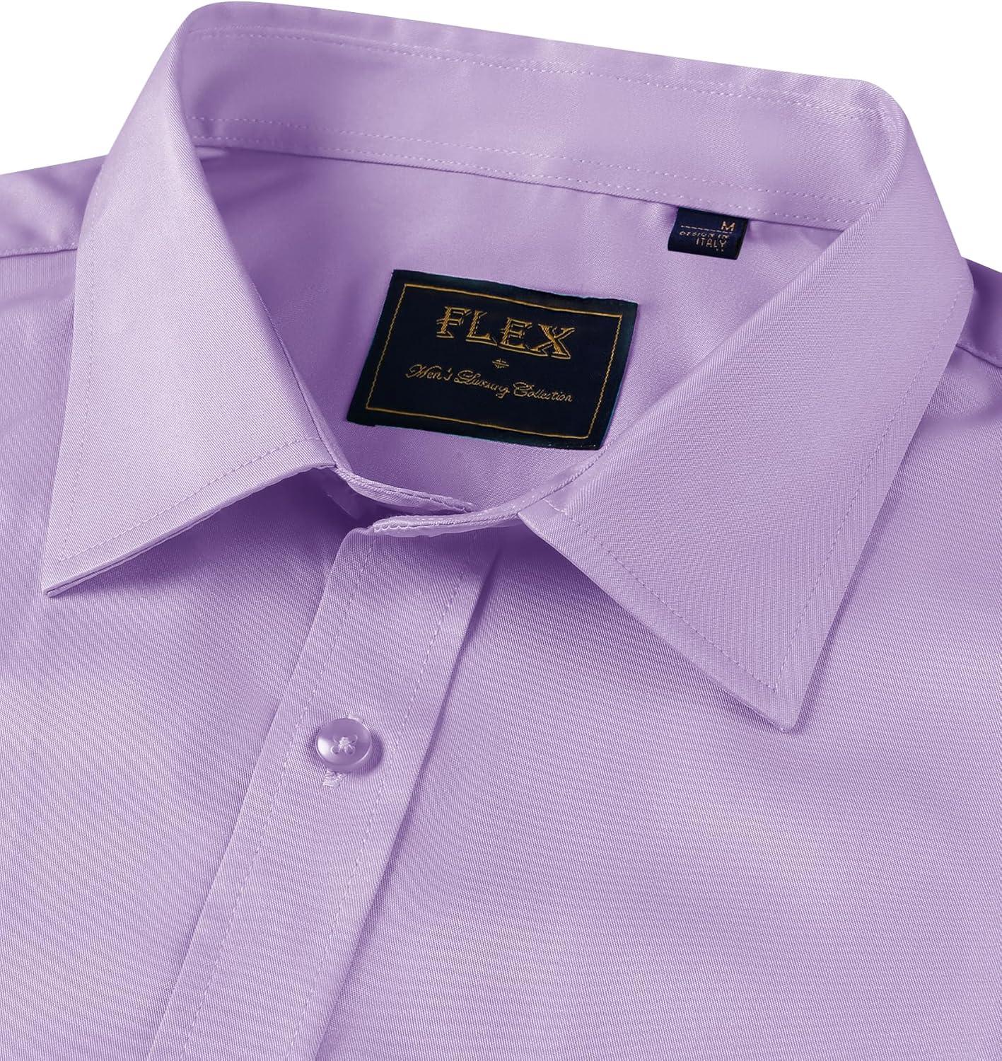 imageAlimens amp Gentle Mens Short Sleeve Dress Shirts Wrinkle Free Solid Casual Button Down Shirts with PocketLavender