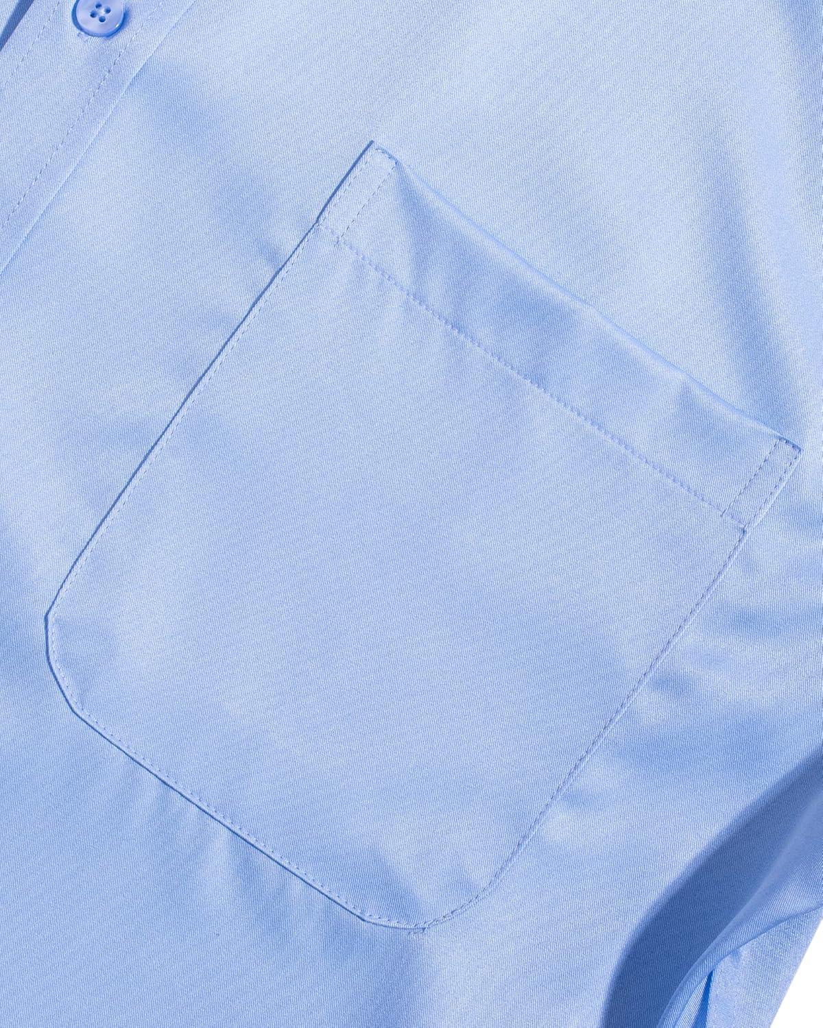 imageAlimens amp Gentle Mens Short Sleeve Dress Shirts Wrinkle Free Solid Casual Button Down Shirts with PocketLight Blue