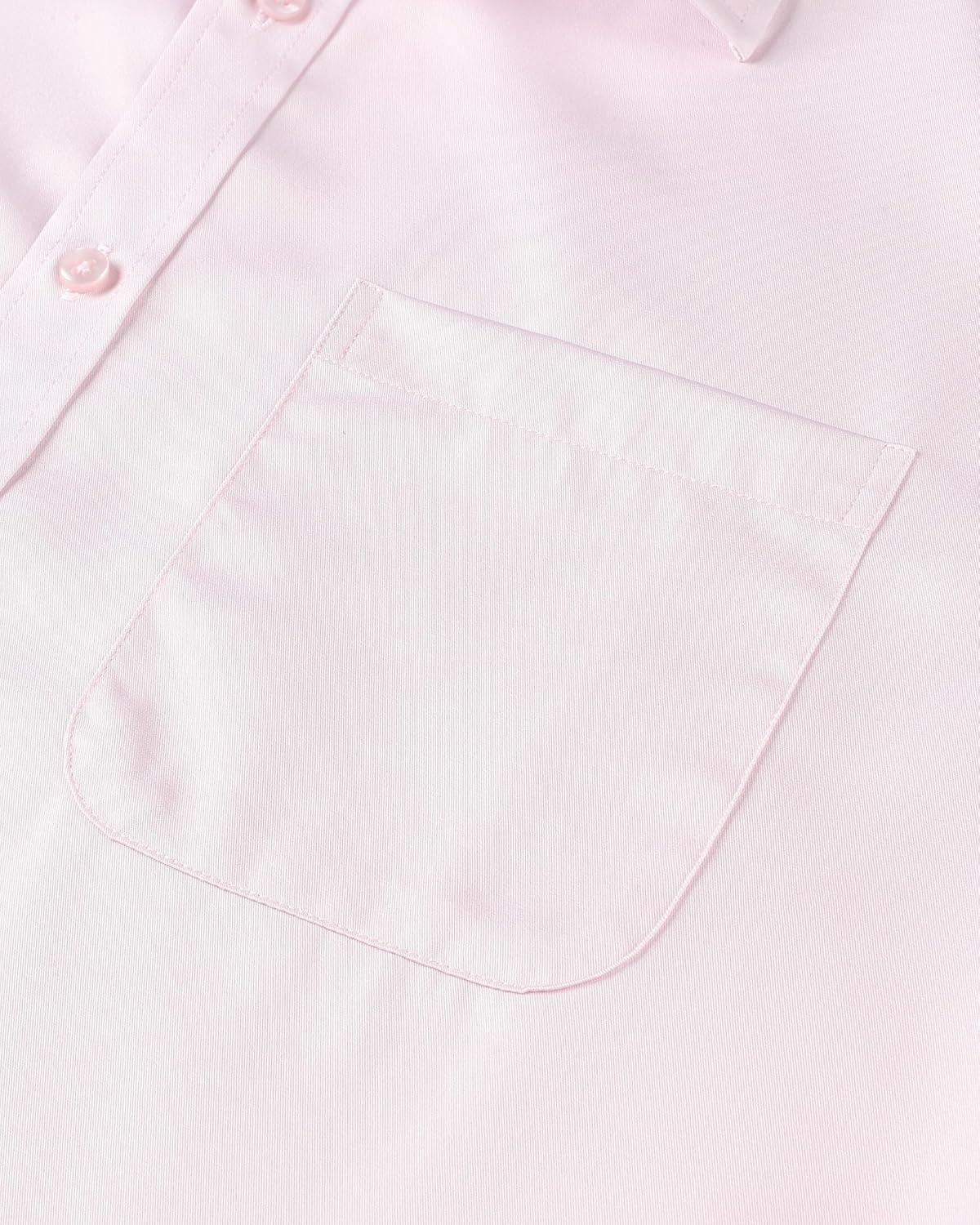 imageAlimens amp Gentle Mens Short Sleeve Dress Shirts Wrinkle Free Solid Casual Button Down Shirts with PocketLight Pink