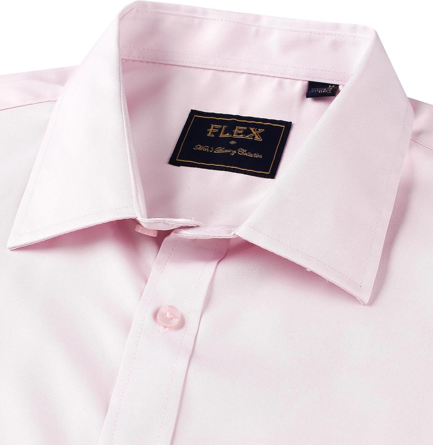 imageAlimens amp Gentle Mens Short Sleeve Dress Shirts Wrinkle Free Solid Casual Button Down Shirts with PocketLight Pink