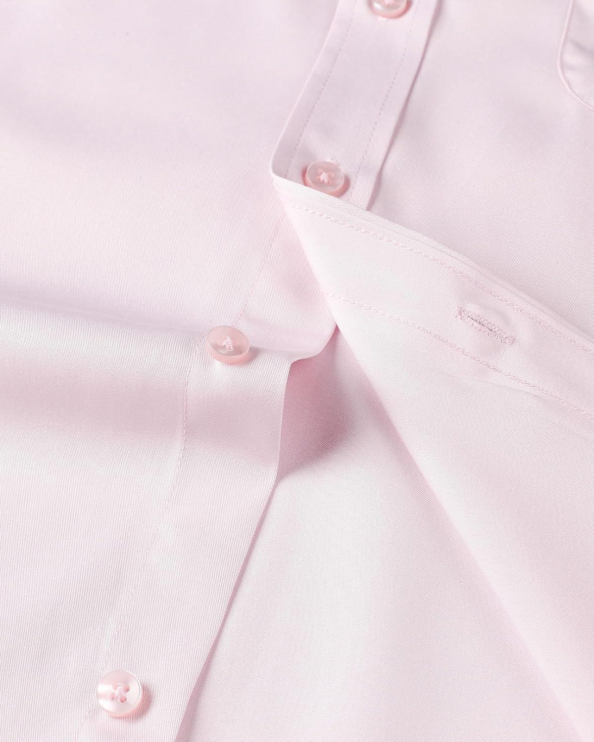 imageAlimens amp Gentle Mens Short Sleeve Dress Shirts Wrinkle Free Solid Casual Button Down Shirts with PocketLight Pink