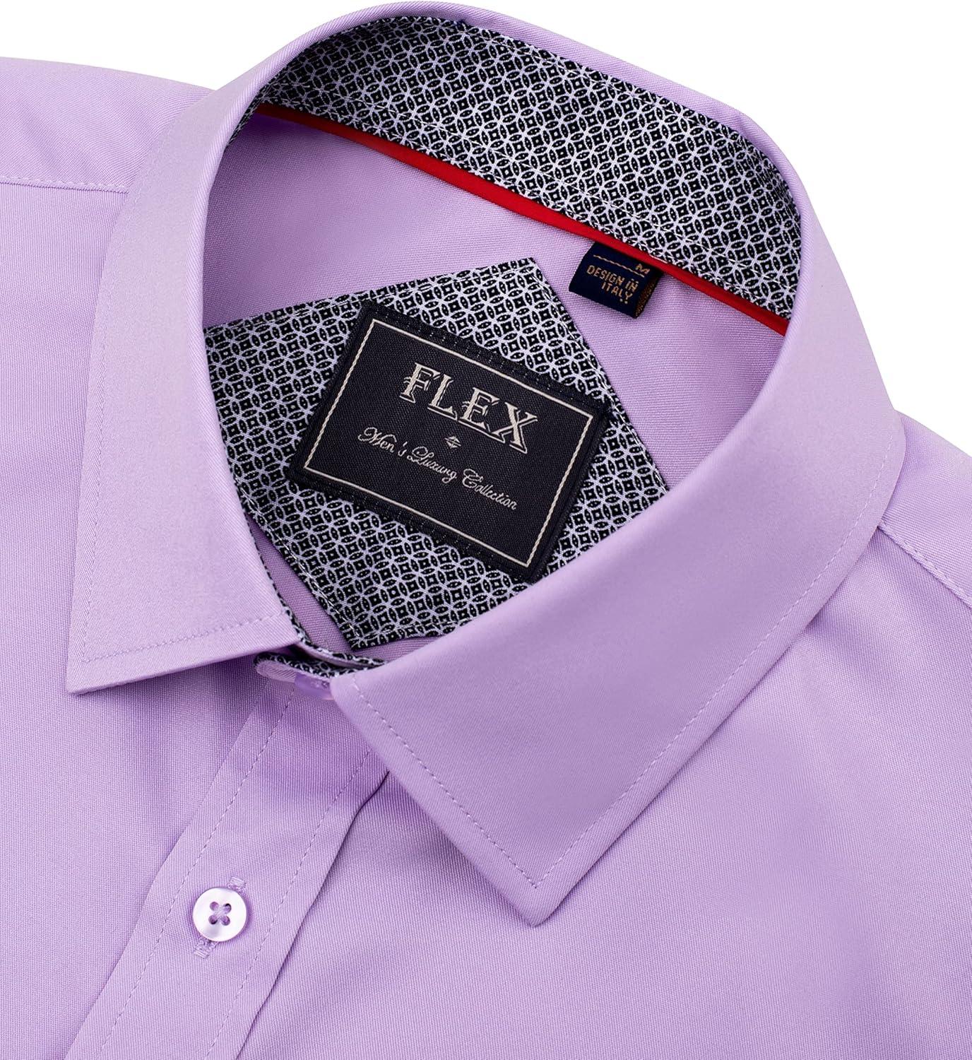 imageAlimens amp Gentle Mens Short Sleeve Dress Shirts Wrinkle Free Solid Casual Button Down Shirts with PocketLight Purple