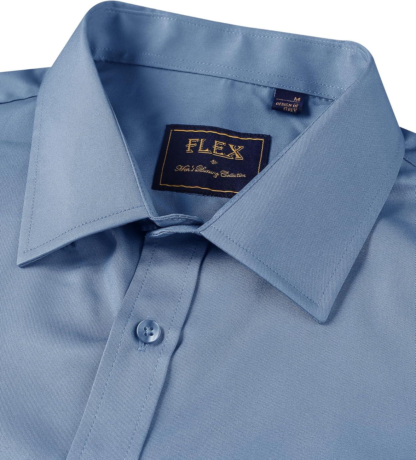 imageAlimens amp Gentle Mens Short Sleeve Dress Shirts Wrinkle Free Solid Casual Button Down Shirts with PocketMisty Blue