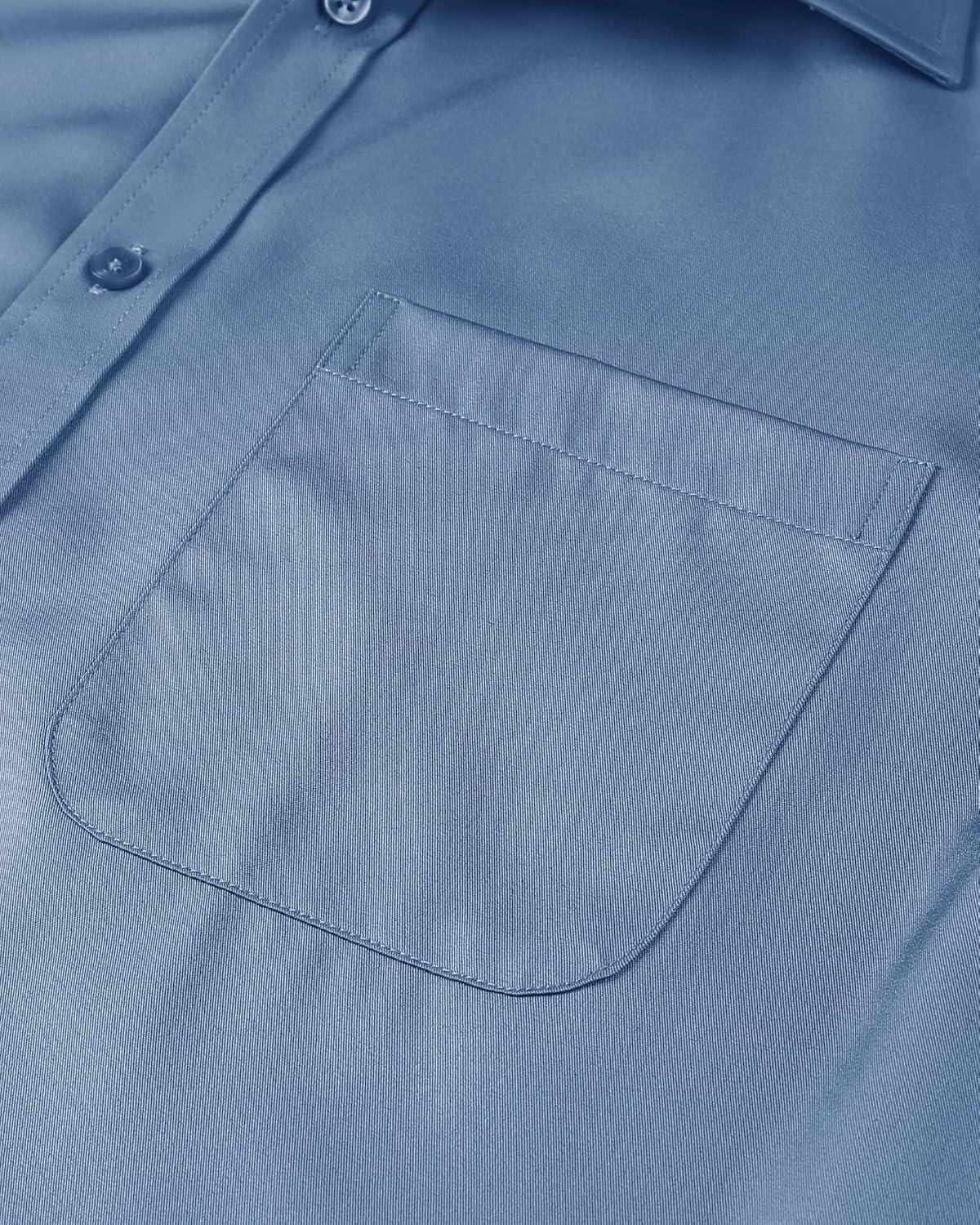 imageAlimens amp Gentle Mens Short Sleeve Dress Shirts Wrinkle Free Solid Casual Button Down Shirts with PocketMisty Blue