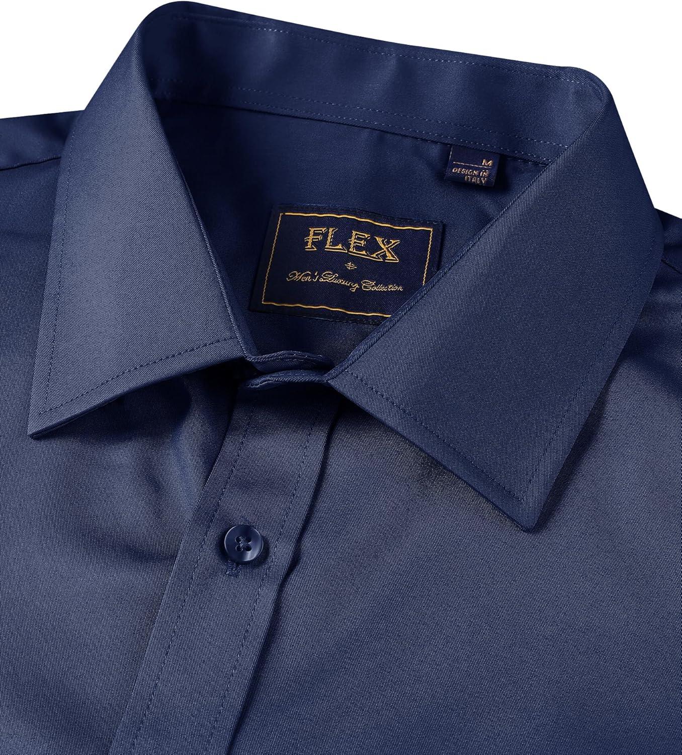 imageAlimens amp Gentle Mens Short Sleeve Dress Shirts Wrinkle Free Solid Casual Button Down Shirts with PocketNavy