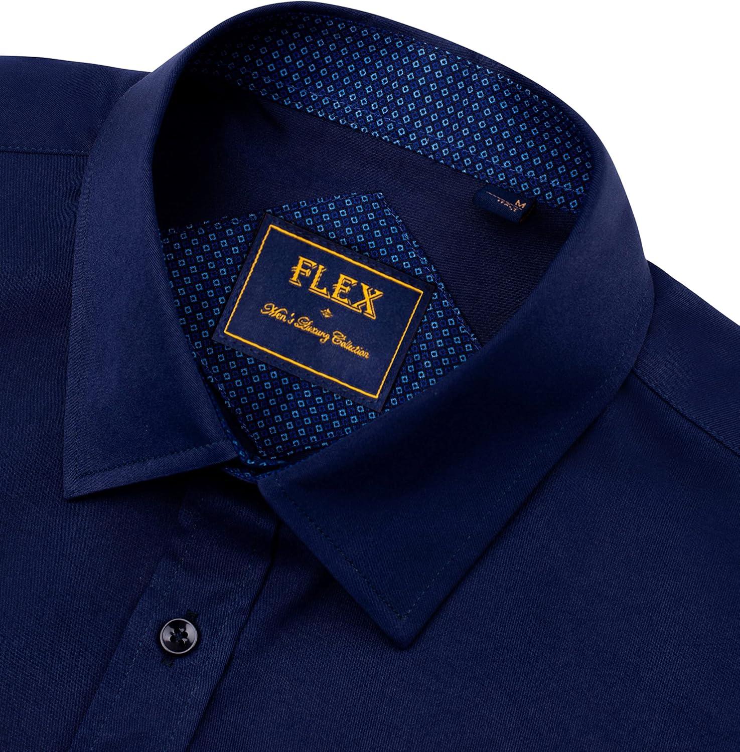 imageAlimens amp Gentle Mens Short Sleeve Dress Shirts Wrinkle Free Solid Casual Button Down Shirts with PocketNavy Blue