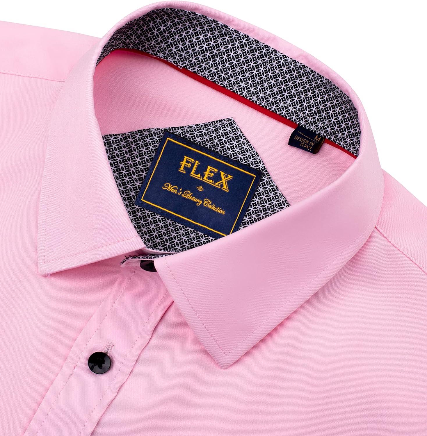 imageAlimens amp Gentle Mens Short Sleeve Dress Shirts Wrinkle Free Solid Casual Button Down Shirts with PocketPink