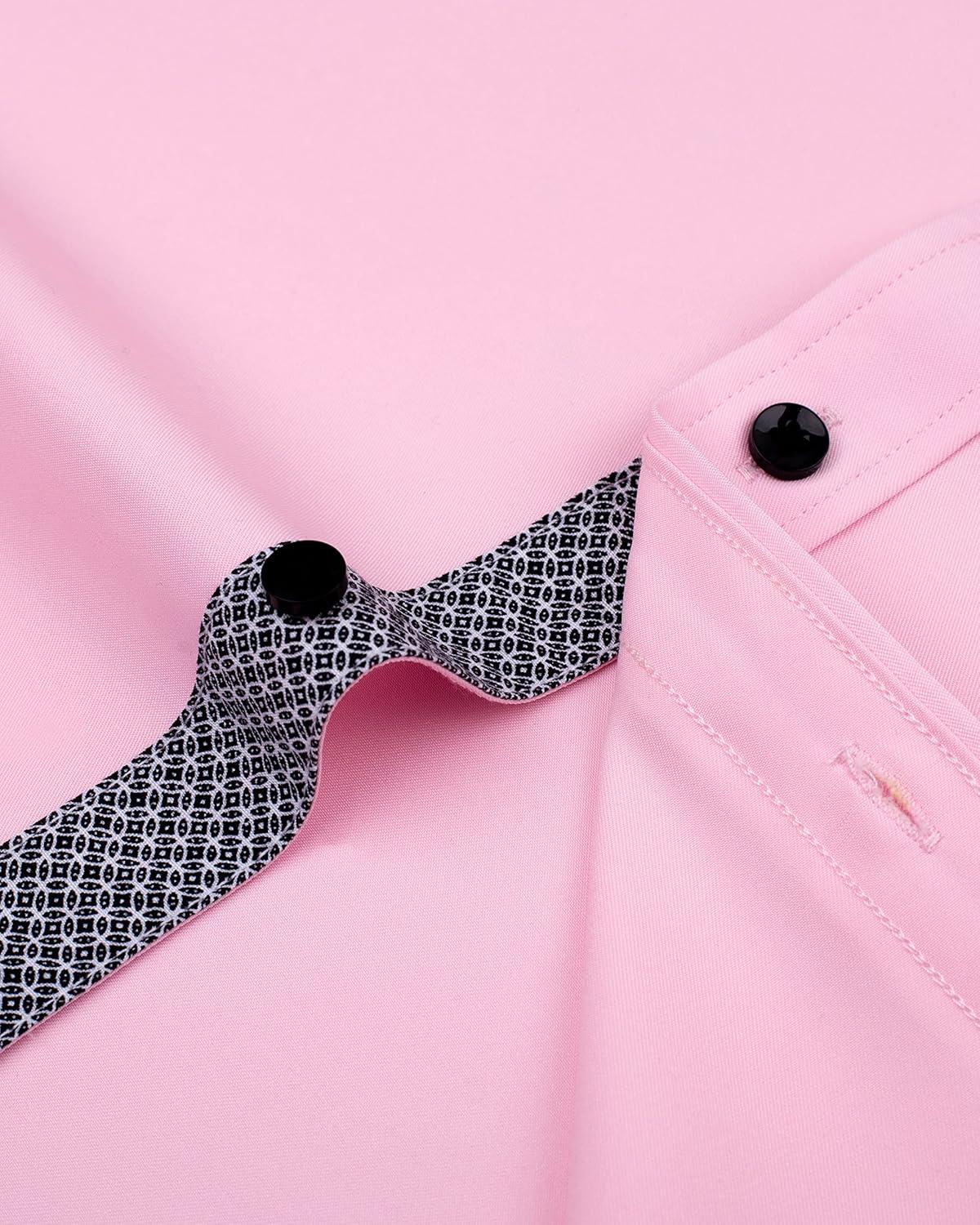 imageAlimens amp Gentle Mens Short Sleeve Dress Shirts Wrinkle Free Solid Casual Button Down Shirts with PocketPink