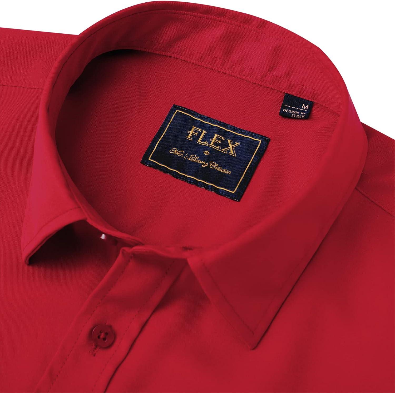 imageAlimens amp Gentle Mens Short Sleeve Dress Shirts Wrinkle Free Solid Casual Button Down Shirts with PocketRed