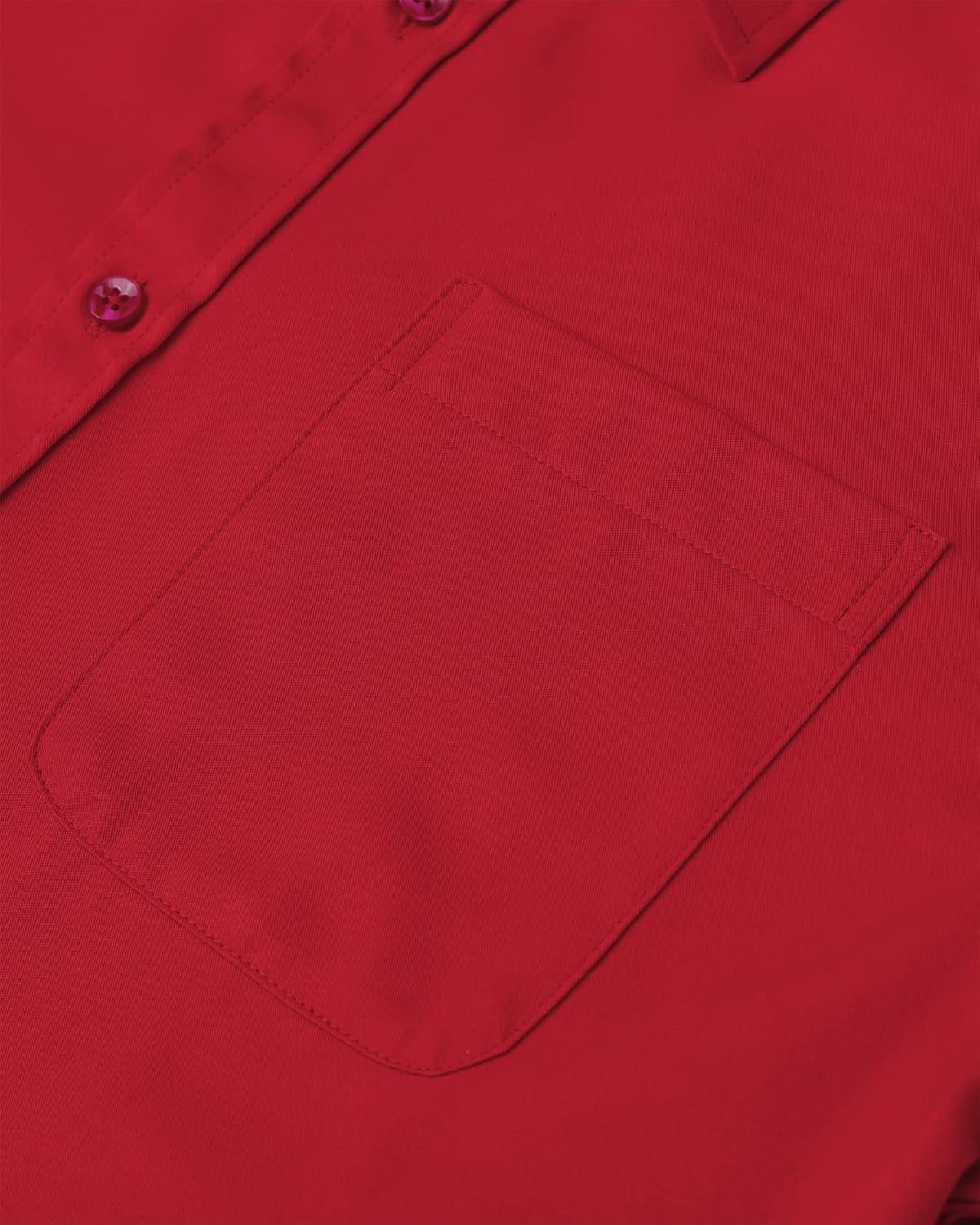 imageAlimens amp Gentle Mens Short Sleeve Dress Shirts Wrinkle Free Solid Casual Button Down Shirts with PocketRed