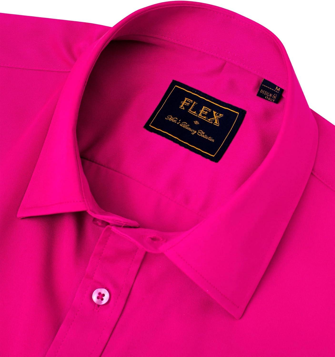 imageAlimens amp Gentle Mens Short Sleeve Dress Shirts Wrinkle Free Solid Casual Button Down Shirts with PocketRose Red