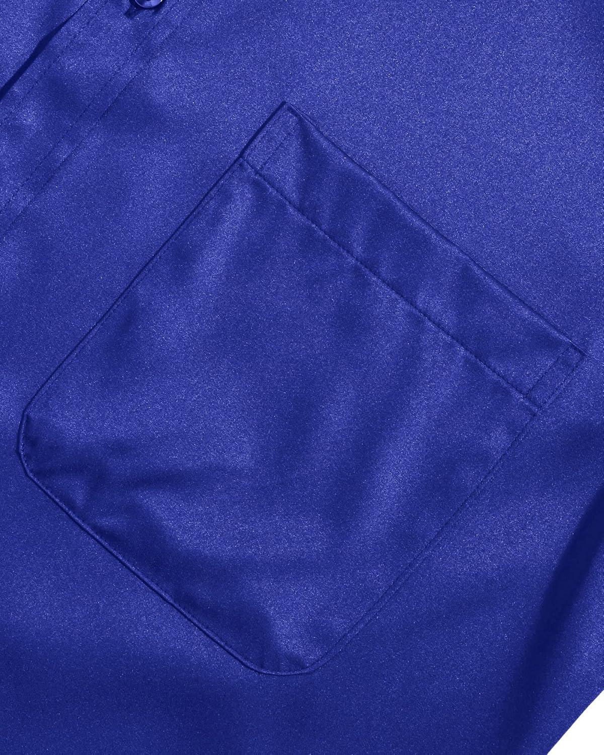 imageAlimens amp Gentle Mens Short Sleeve Dress Shirts Wrinkle Free Solid Casual Button Down Shirts with PocketRoyal Blue