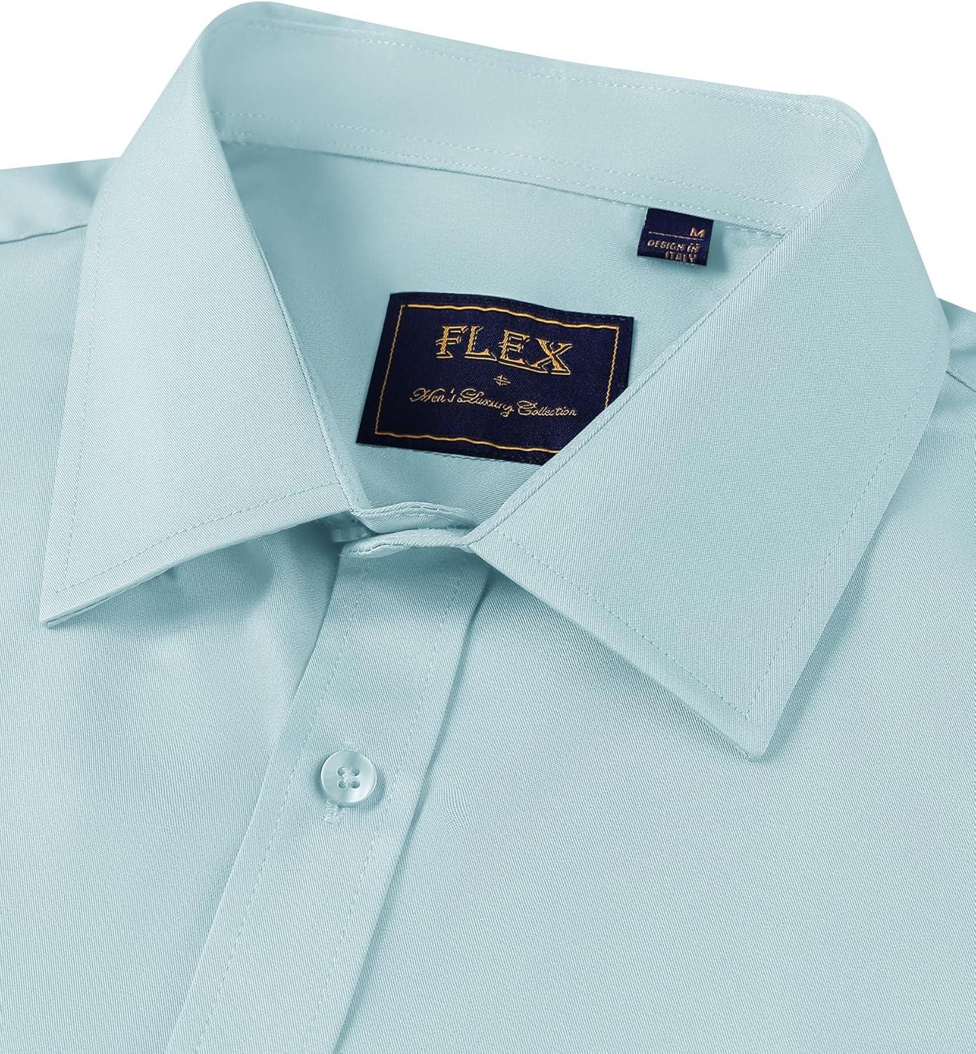 imageAlimens amp Gentle Mens Short Sleeve Dress Shirts Wrinkle Free Solid Casual Button Down Shirts with PocketSky Blue