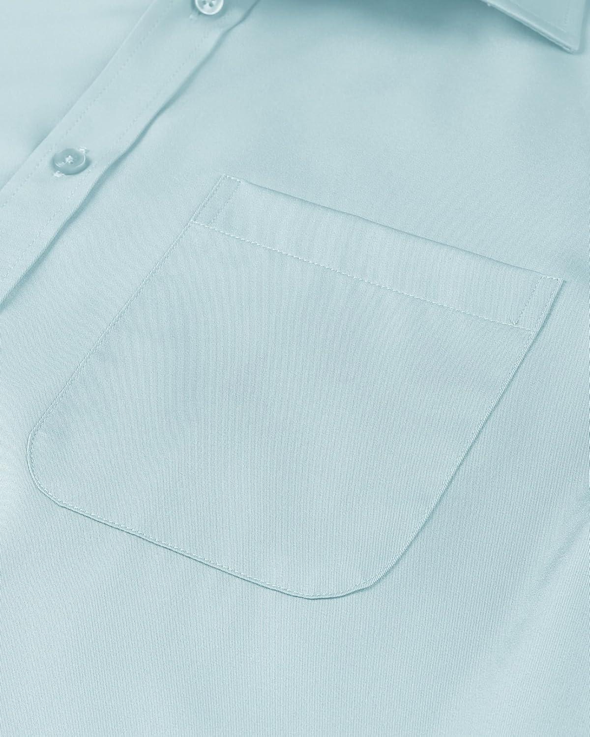 imageAlimens amp Gentle Mens Short Sleeve Dress Shirts Wrinkle Free Solid Casual Button Down Shirts with PocketSky Blue