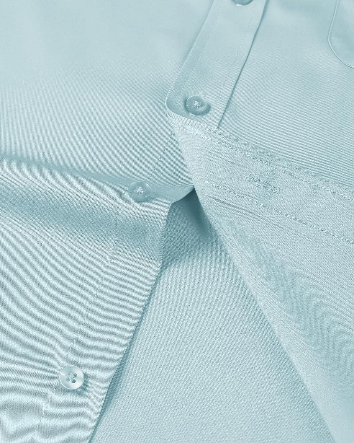 imageAlimens amp Gentle Mens Short Sleeve Dress Shirts Wrinkle Free Solid Casual Button Down Shirts with PocketSky Blue