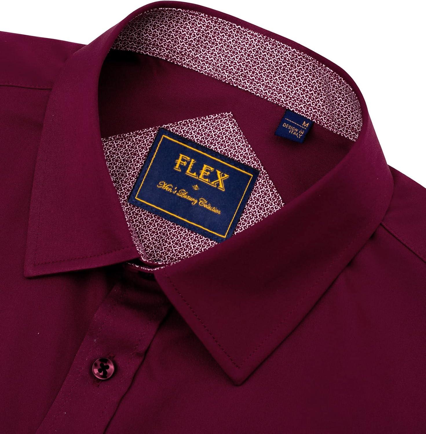 imageAlimens amp Gentle Mens Short Sleeve Dress Shirts Wrinkle Free Solid Casual Button Down Shirts with PocketWine Red