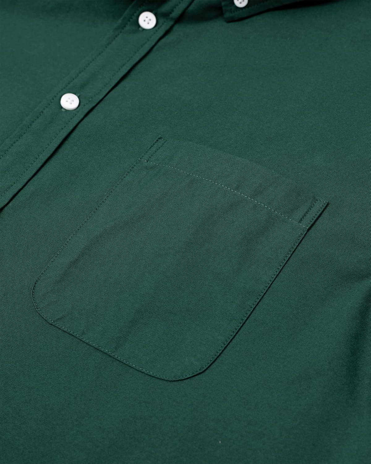 imageAlimens amp Gentle Mens Solid Oxford Shirt Long Sleeve Dress Shirt Work Casual Button Down Shirts with PocketDark Green