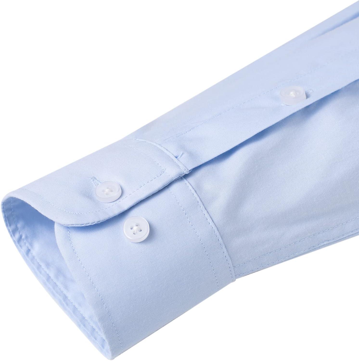 imageAlimens amp Gentle Mens Solid Oxford Shirt Long Sleeve Dress Shirt Work Casual Button Down Shirts with PocketLight Blue