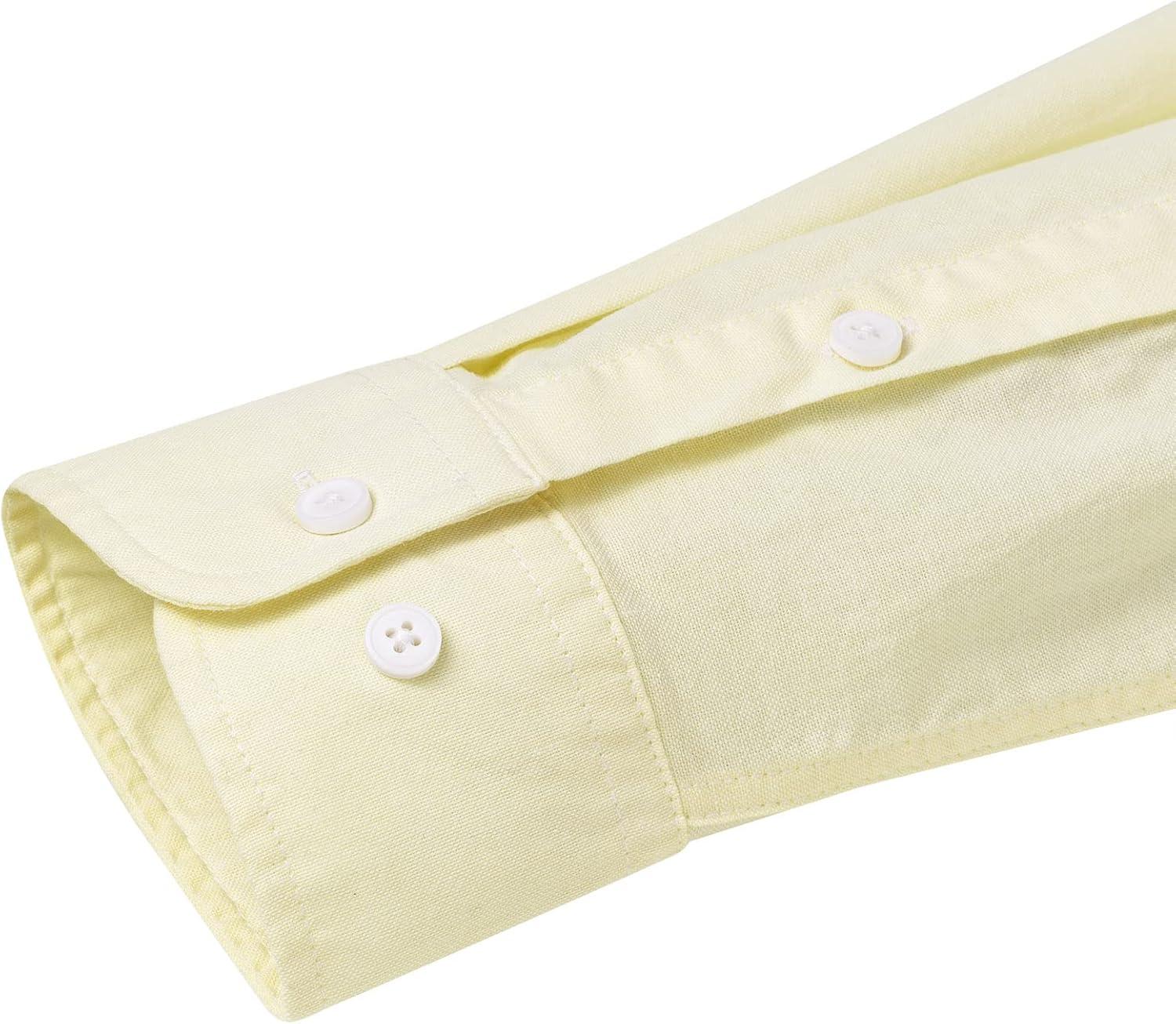 imageAlimens amp Gentle Mens Solid Oxford Shirt Long Sleeve Dress Shirt Work Casual Button Down Shirts with PocketLight Yellow