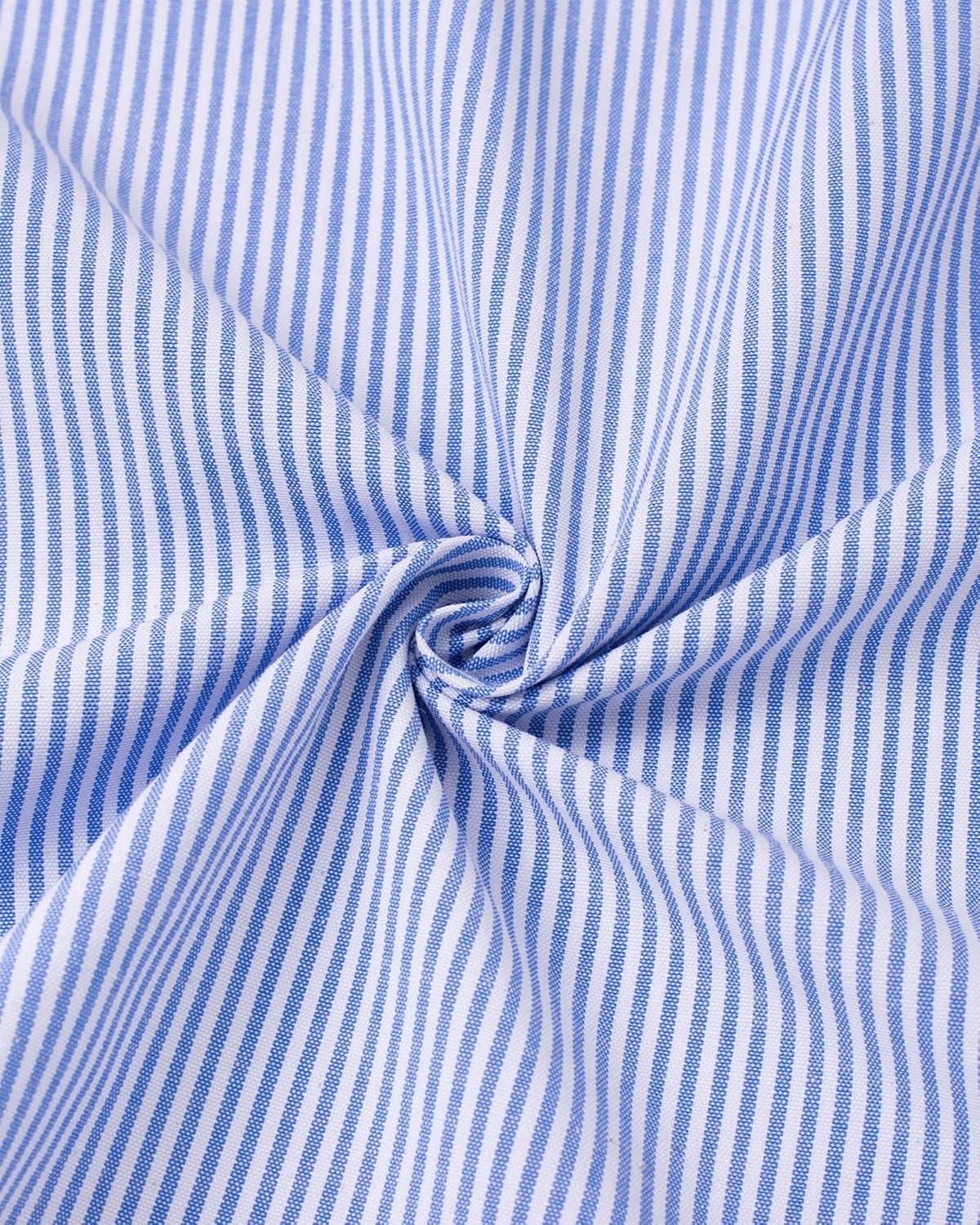 imageAlimens amp Gentle Mens Solid Oxford Shirt Long Sleeve Dress Shirt Work Casual Button Down Shirts with PocketStripedlight Blue