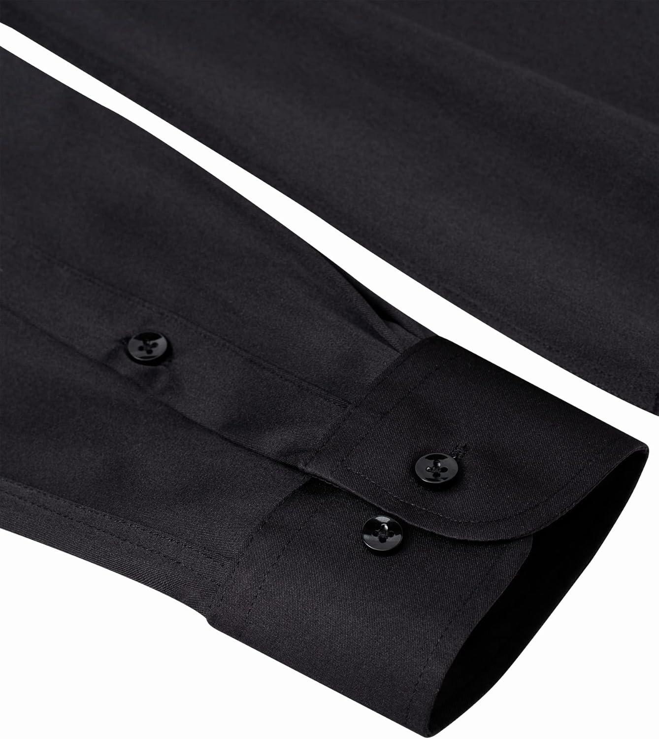 imageAlimens amp Gentle Slim Fit Dress Shirts for Men Long Sleeve Stretch Stain Proof Wrinkle Free Button Down Shirts Formal ShirtsBlack