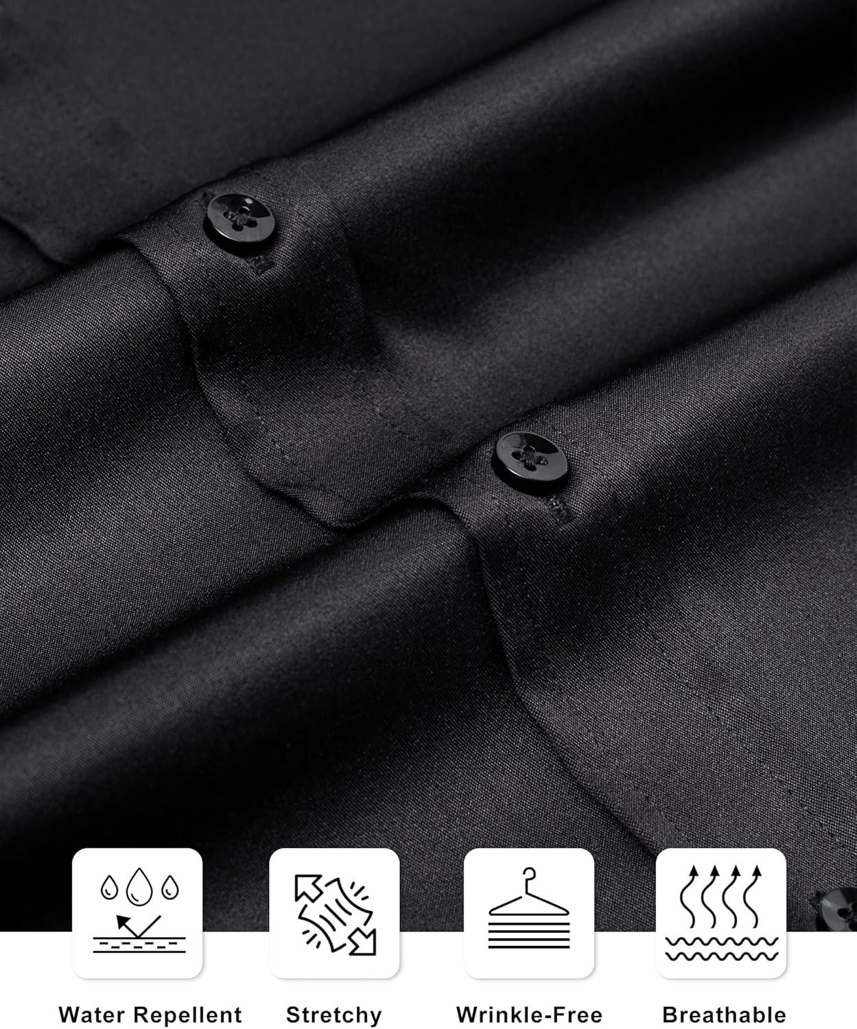imageAlimens amp Gentle Slim Fit Dress Shirts for Men Long Sleeve Stretch Stain Proof Wrinkle Free Button Down Shirts Formal ShirtsBlack