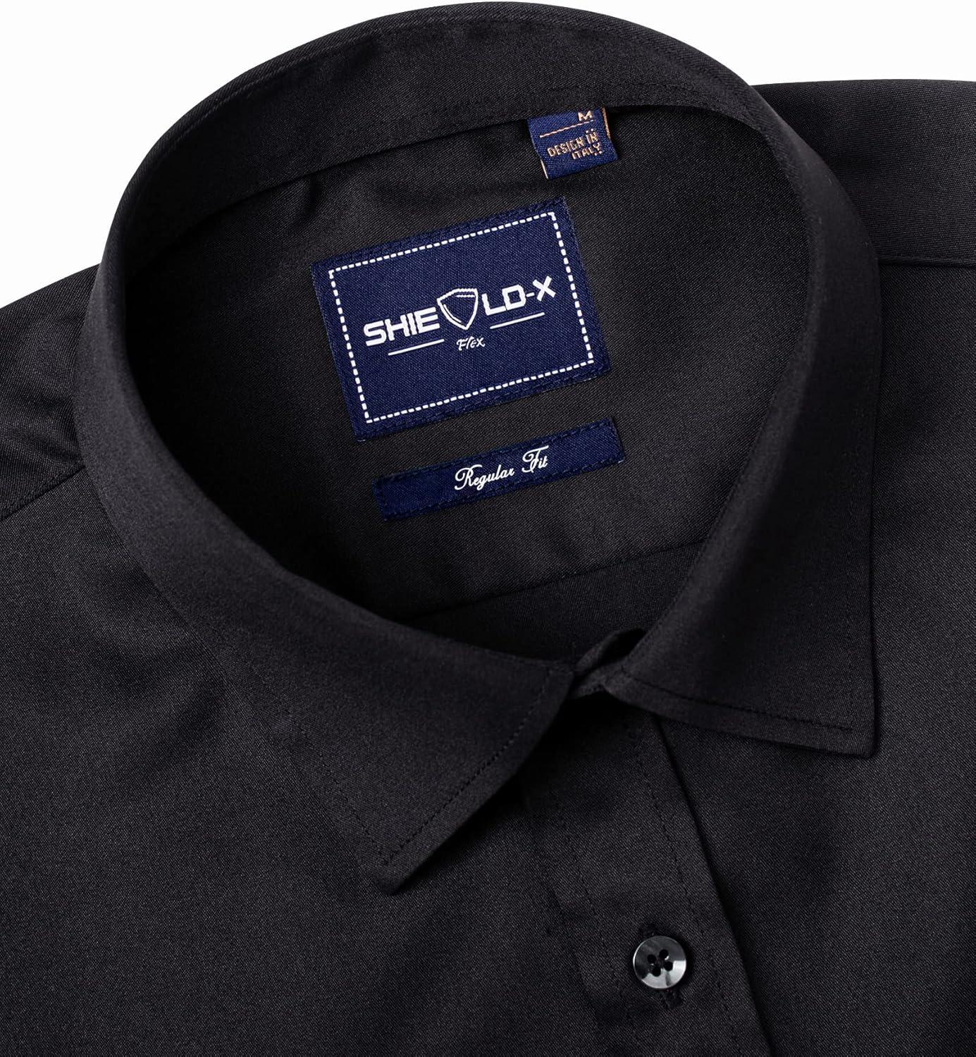 imageAlimens amp Gentle Slim Fit Dress Shirts for Men Long Sleeve Stretch Stain Proof Wrinkle Free Button Down Shirts Formal ShirtsBlack