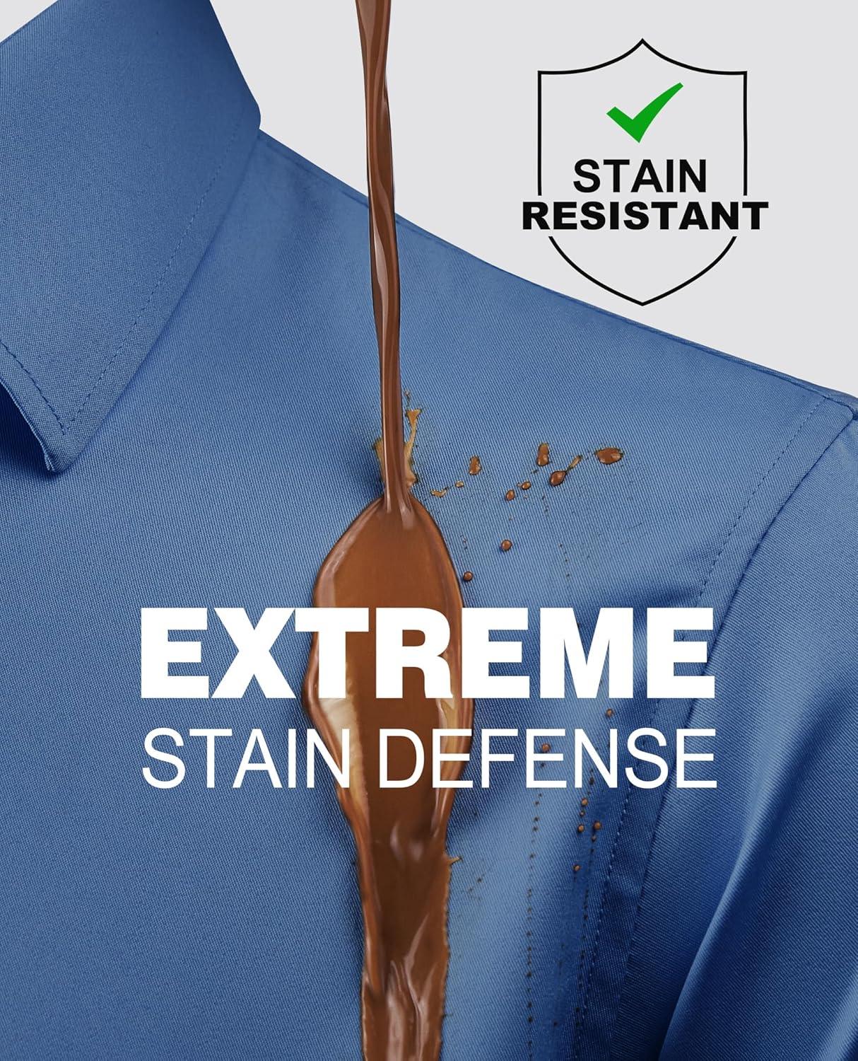 imageAlimens amp Gentle Slim Fit Dress Shirts for Men Long Sleeve Stretch Stain Proof Wrinkle Free Button Down Shirts Formal ShirtsBlue Mood