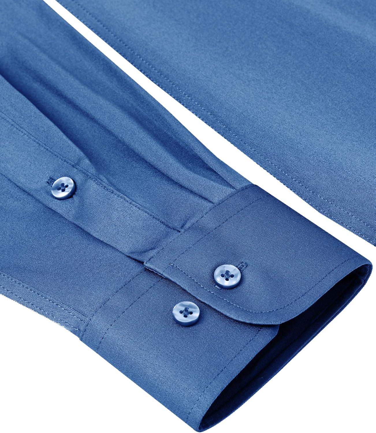 imageAlimens amp Gentle Slim Fit Dress Shirts for Men Long Sleeve Stretch Stain Proof Wrinkle Free Button Down Shirts Formal ShirtsBlue Mood