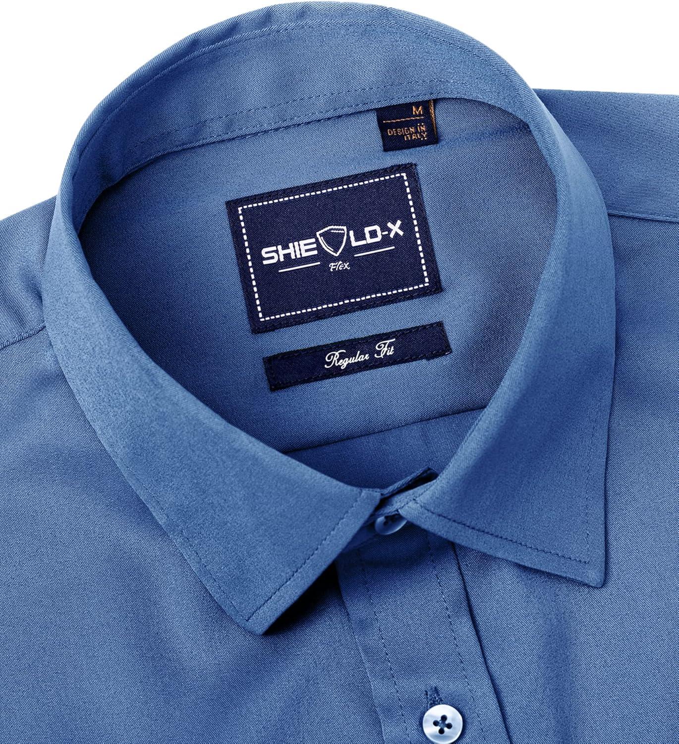 imageAlimens amp Gentle Slim Fit Dress Shirts for Men Long Sleeve Stretch Stain Proof Wrinkle Free Button Down Shirts Formal ShirtsBlue Mood