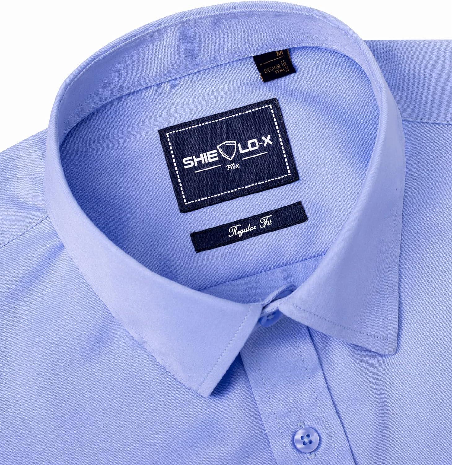 imageAlimens amp Gentle Slim Fit Dress Shirts for Men Long Sleeve Stretch Stain Proof Wrinkle Free Button Down Shirts Formal ShirtsBlue Vlet