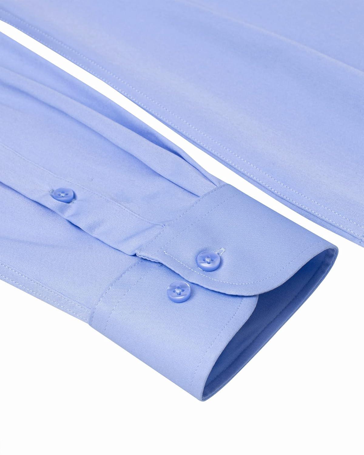 imageAlimens amp Gentle Slim Fit Dress Shirts for Men Long Sleeve Stretch Stain Proof Wrinkle Free Button Down Shirts Formal ShirtsBlue Vlet