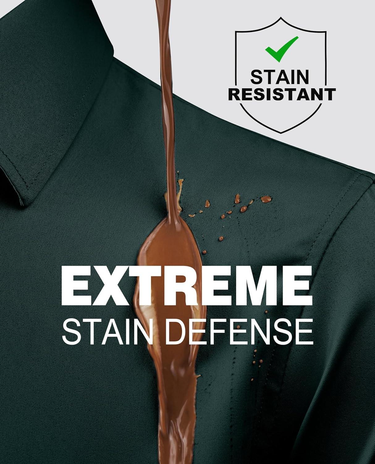 imageAlimens amp Gentle Slim Fit Dress Shirts for Men Long Sleeve Stretch Stain Proof Wrinkle Free Button Down Shirts Formal ShirtsDark Green