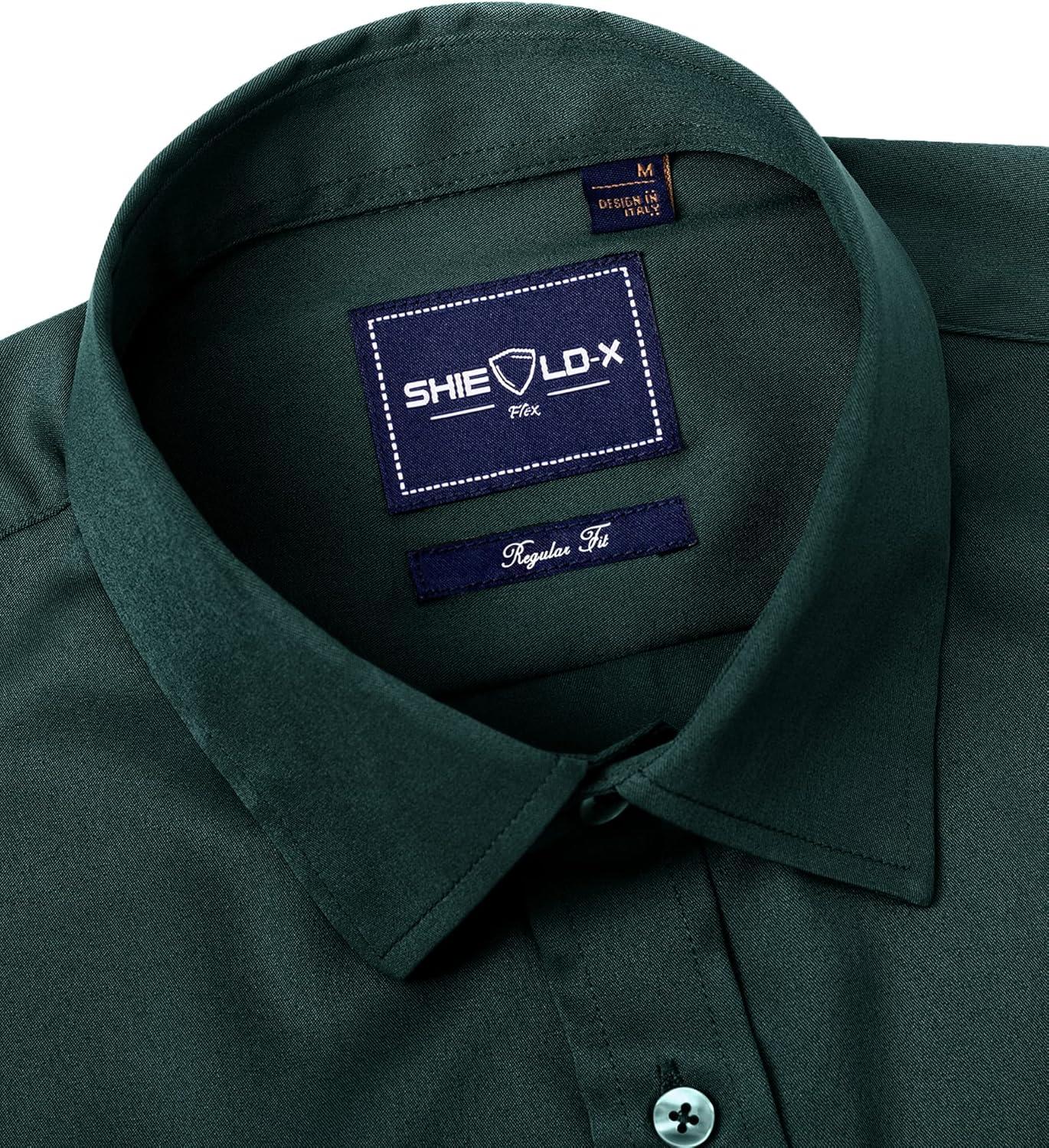 imageAlimens amp Gentle Slim Fit Dress Shirts for Men Long Sleeve Stretch Stain Proof Wrinkle Free Button Down Shirts Formal ShirtsDark Green