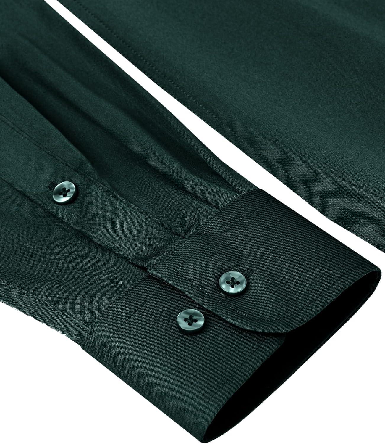 imageAlimens amp Gentle Slim Fit Dress Shirts for Men Long Sleeve Stretch Stain Proof Wrinkle Free Button Down Shirts Formal ShirtsDark Green