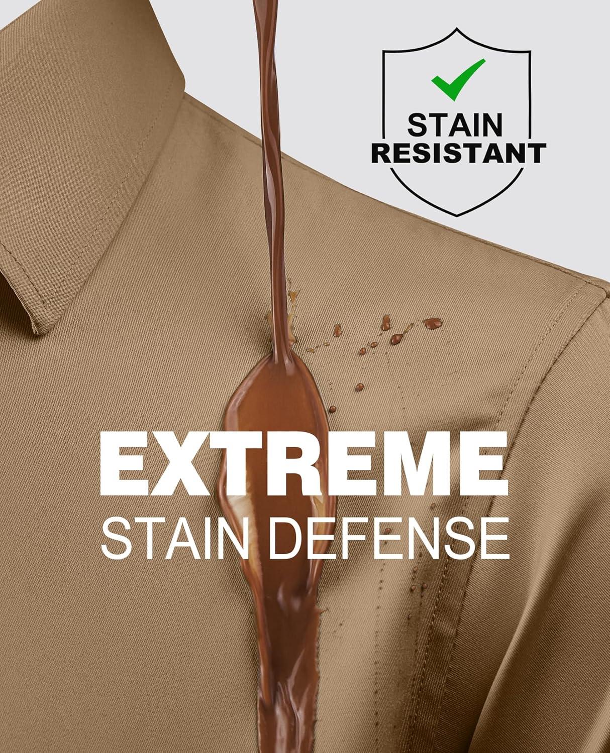 imageAlimens amp Gentle Slim Fit Dress Shirts for Men Long Sleeve Stretch Stain Proof Wrinkle Free Button Down Shirts Formal ShirtsDark Khaki