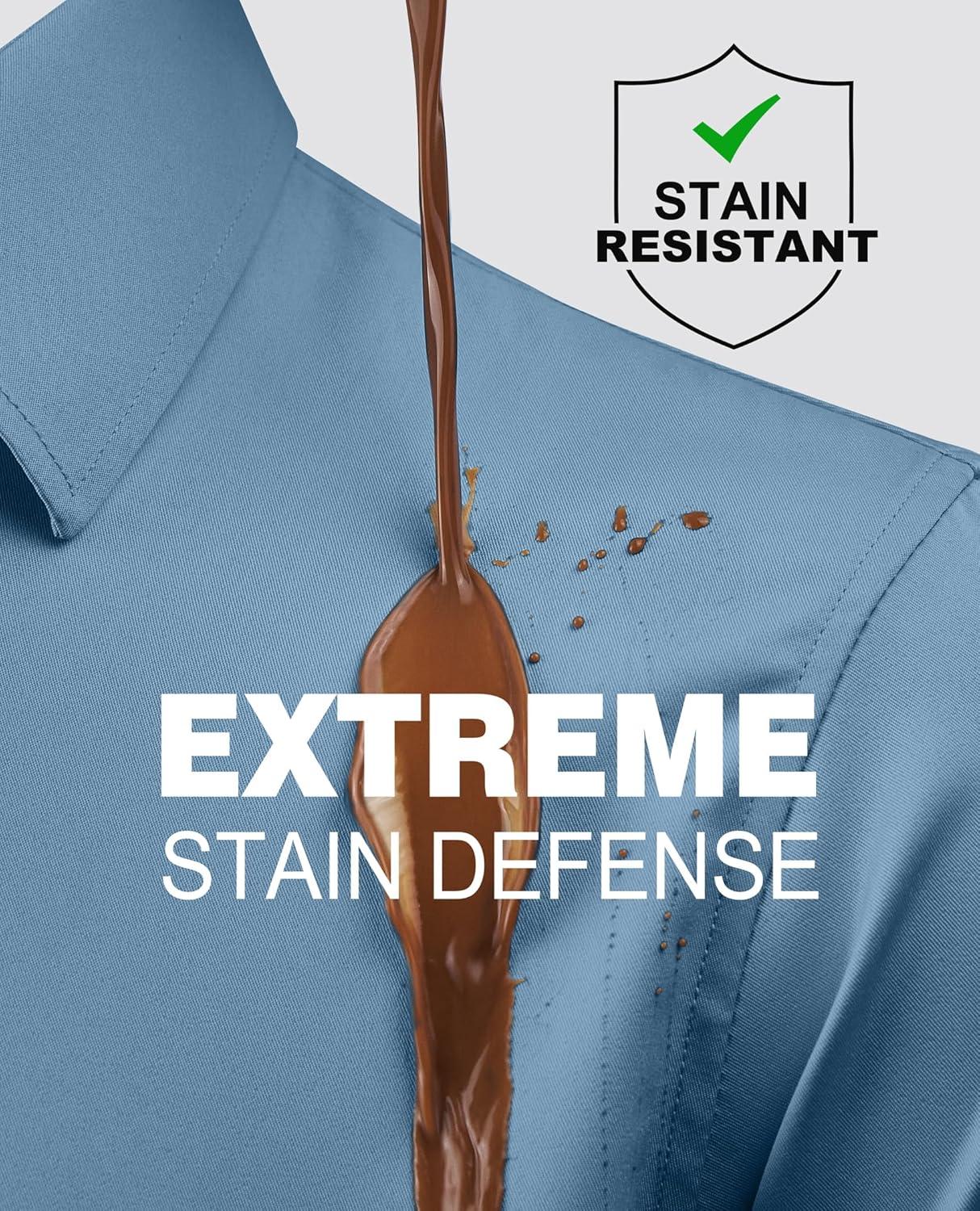 imageAlimens amp Gentle Slim Fit Dress Shirts for Men Long Sleeve Stretch Stain Proof Wrinkle Free Button Down Shirts Formal ShirtsDenim Blue