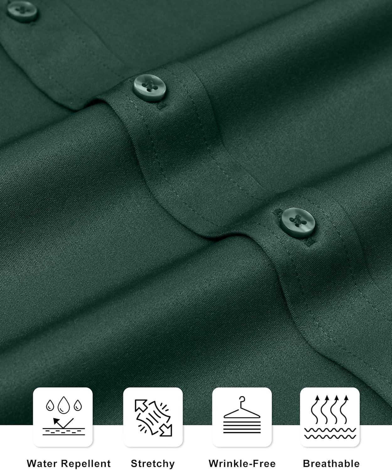 imageAlimens amp Gentle Slim Fit Dress Shirts for Men Long Sleeve Stretch Stain Proof Wrinkle Free Button Down Shirts Formal ShirtsEmerald Green