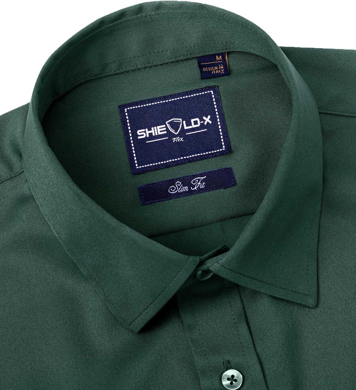 imageAlimens amp Gentle Slim Fit Dress Shirts for Men Long Sleeve Stretch Stain Proof Wrinkle Free Button Down Shirts Formal ShirtsEmerald Green