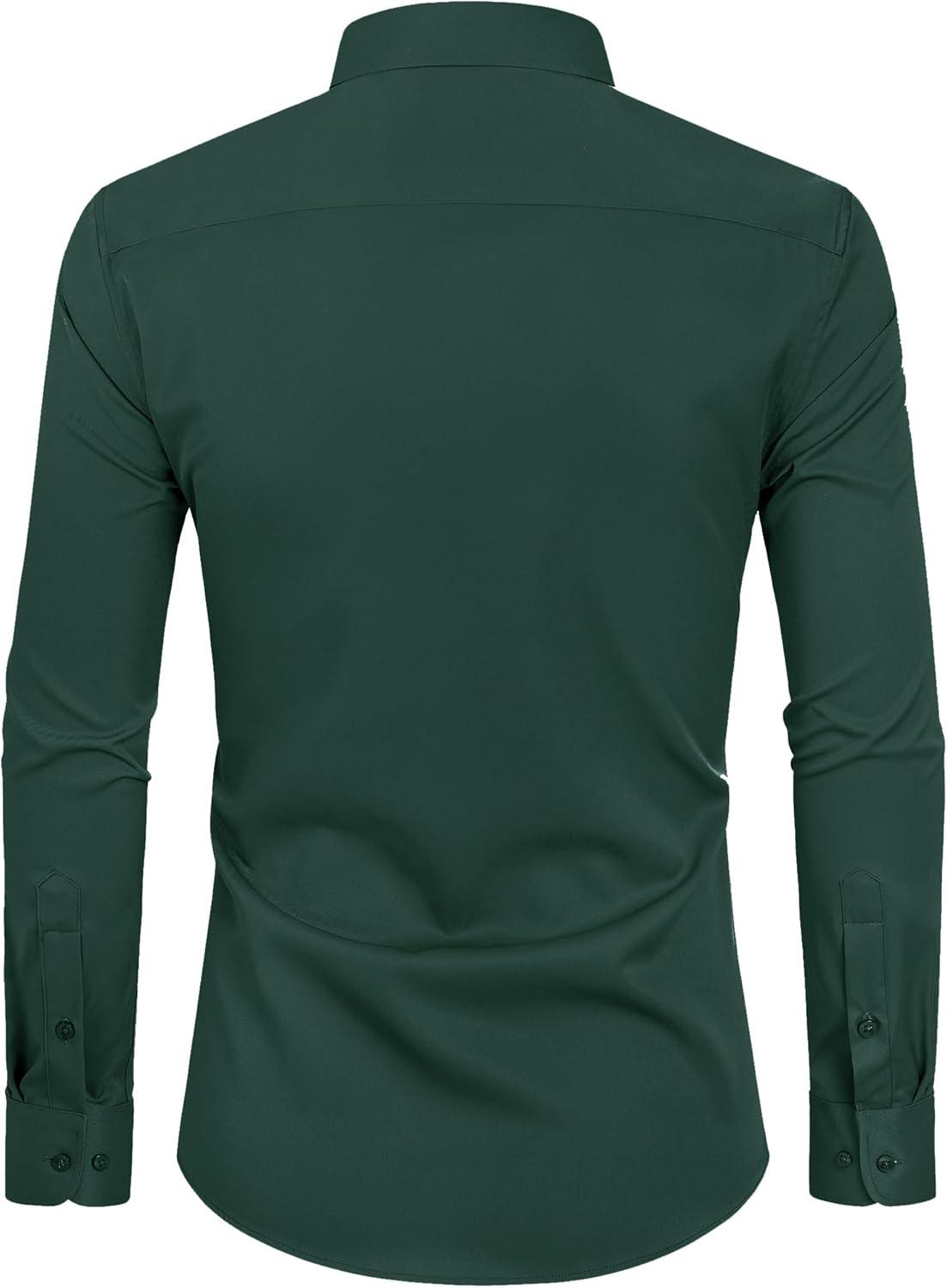 imageAlimens amp Gentle Slim Fit Dress Shirts for Men Long Sleeve Stretch Stain Proof Wrinkle Free Button Down Shirts Formal ShirtsEmerald Green