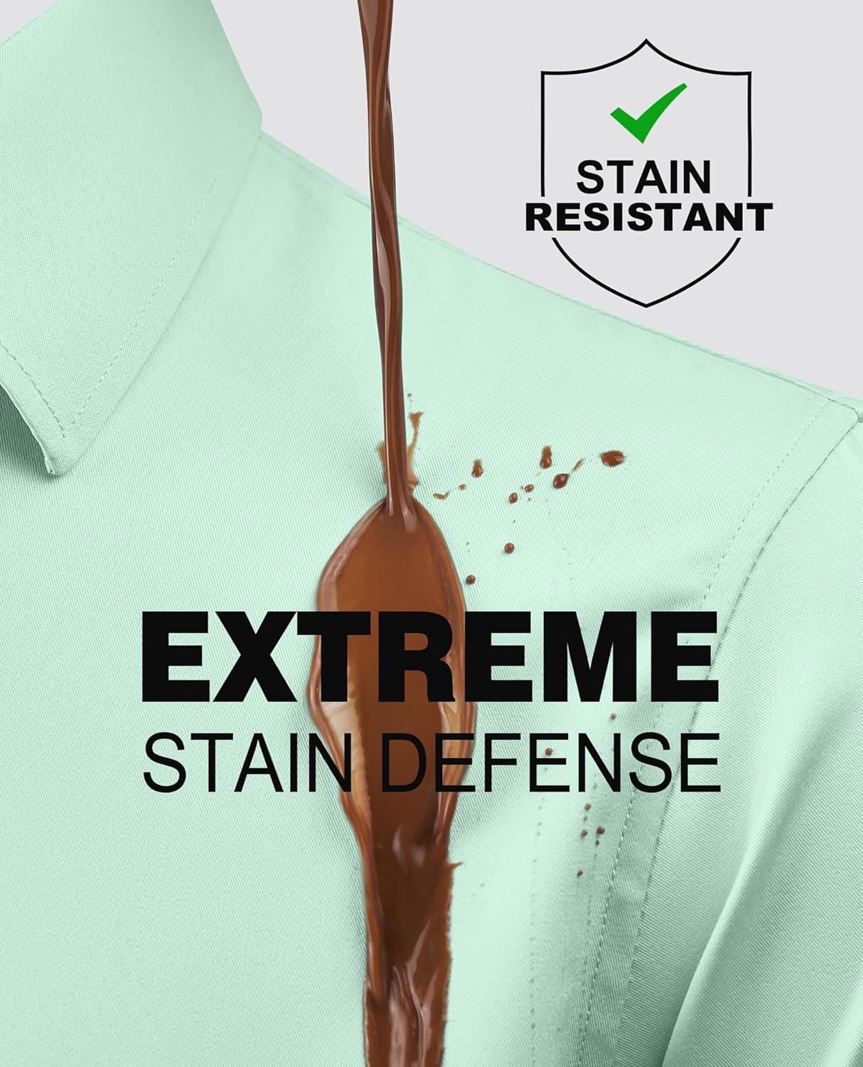 imageAlimens amp Gentle Slim Fit Dress Shirts for Men Long Sleeve Stretch Stain Proof Wrinkle Free Button Down Shirts Formal ShirtsGrass Green