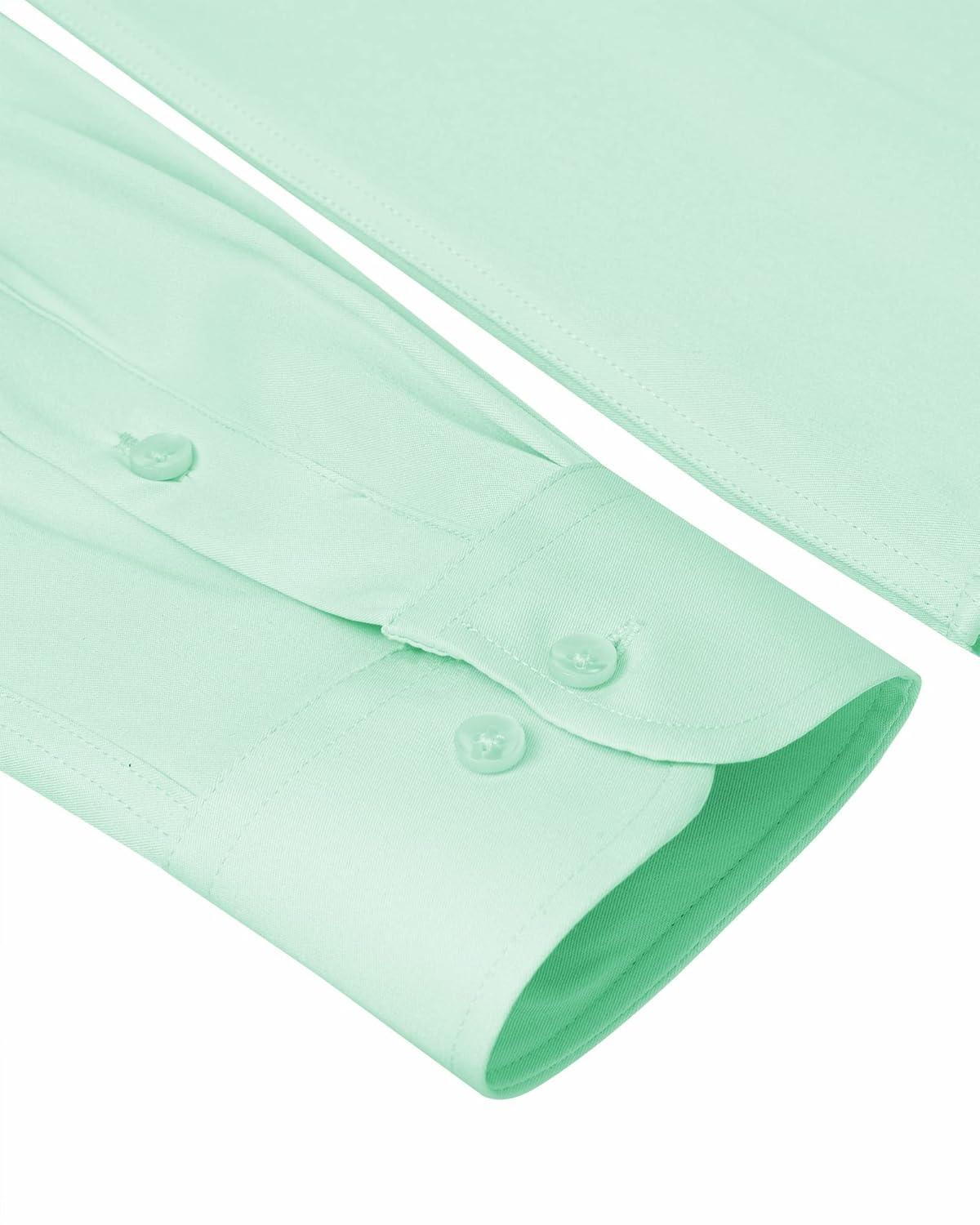 imageAlimens amp Gentle Slim Fit Dress Shirts for Men Long Sleeve Stretch Stain Proof Wrinkle Free Button Down Shirts Formal ShirtsGrass Green