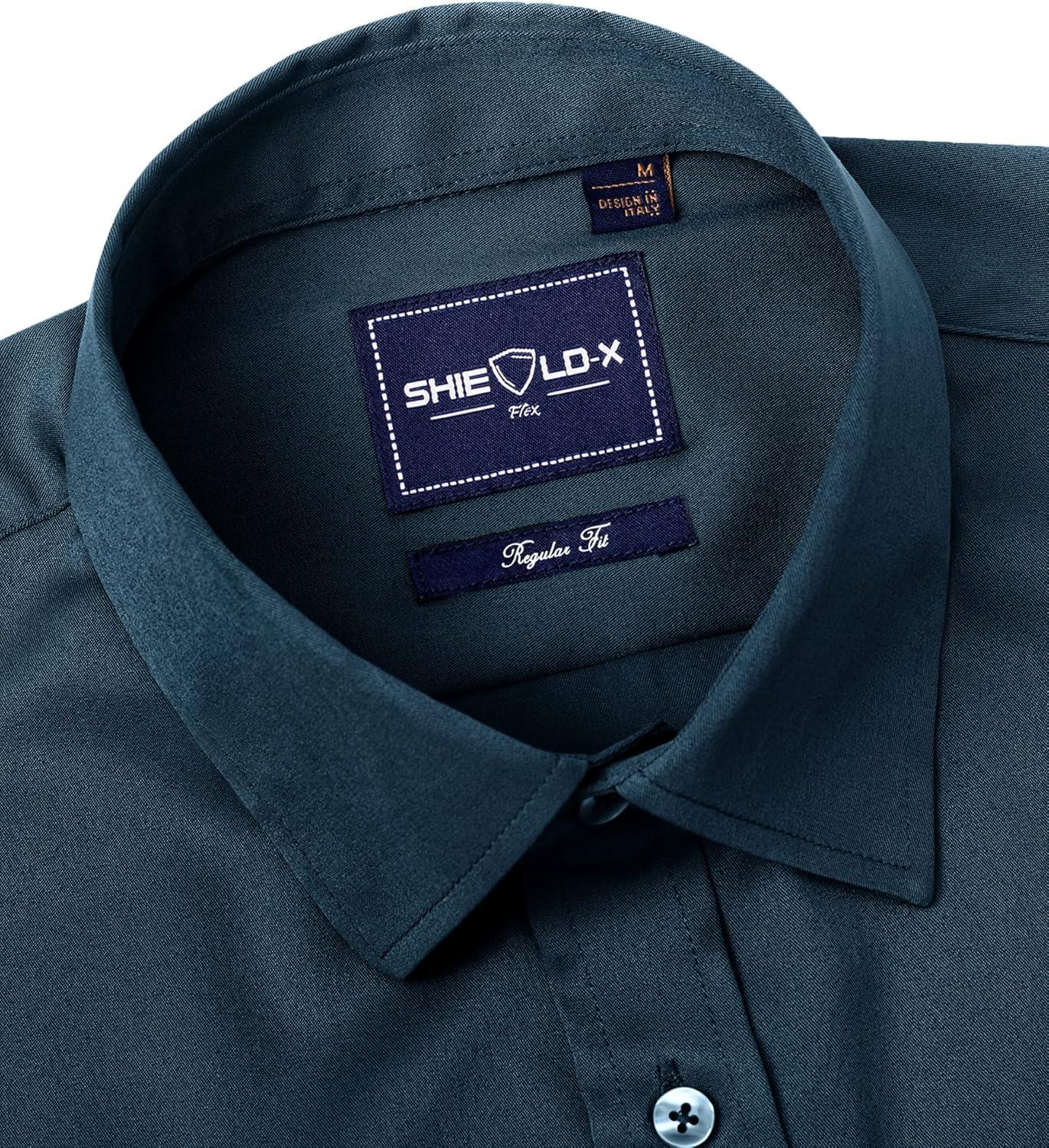 imageAlimens amp Gentle Slim Fit Dress Shirts for Men Long Sleeve Stretch Stain Proof Wrinkle Free Button Down Shirts Formal ShirtsLight Navy