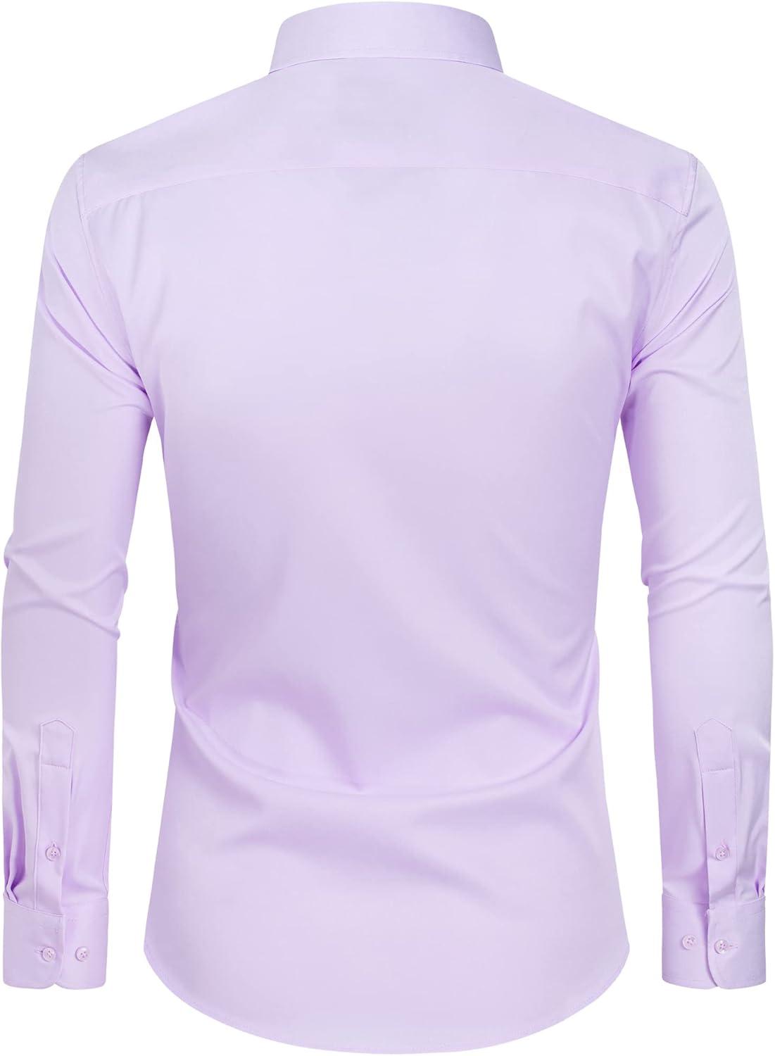imageAlimens amp Gentle Slim Fit Dress Shirts for Men Long Sleeve Stretch Stain Proof Wrinkle Free Button Down Shirts Formal ShirtsLight Purple