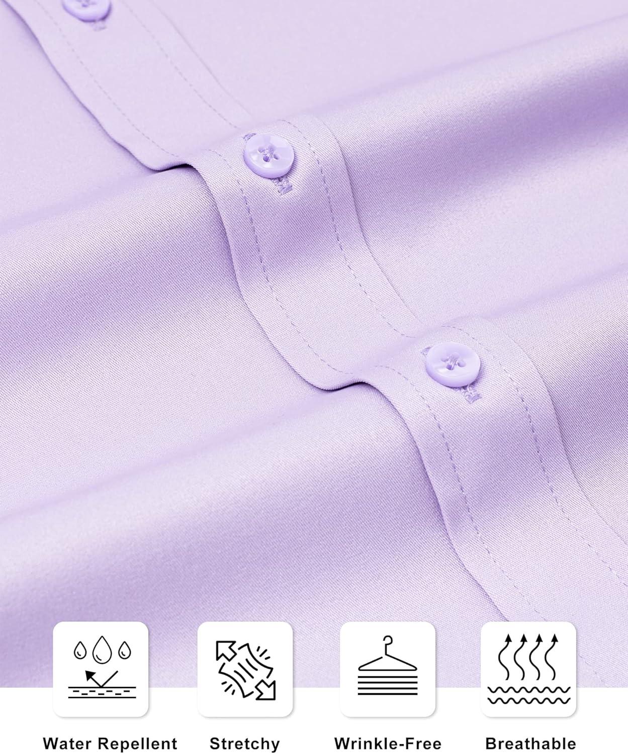 imageAlimens amp Gentle Slim Fit Dress Shirts for Men Long Sleeve Stretch Stain Proof Wrinkle Free Button Down Shirts Formal ShirtsLight Purple